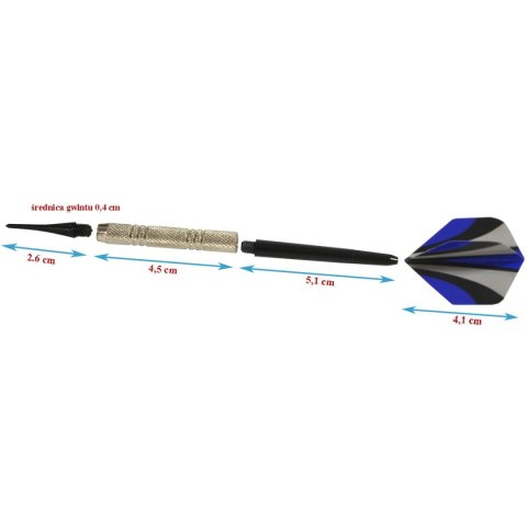 RZUTKI LOTKI PLASTIKOWE DART 6 SZT. NIEBIESKIE W ETUI ENERO