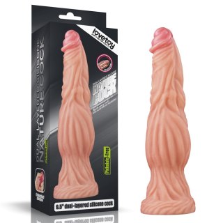 DILDO 9.5'' DUAL LAYERED PLATINUM SILICONE COCK - FLESH
