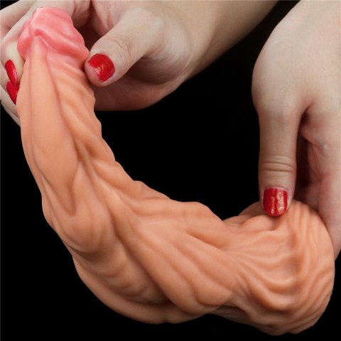 DILDO 9.5'' DUAL LAYERED PLATINUM SILICONE COCK - FLESH