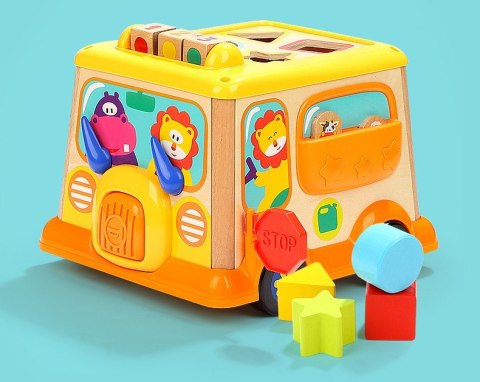 Drewniana Kostka Edukacyjna Sorter Klocki CYFRY autobus Drewniana Kostka Edukacyjna Sorter Klocki CYFRY autobus